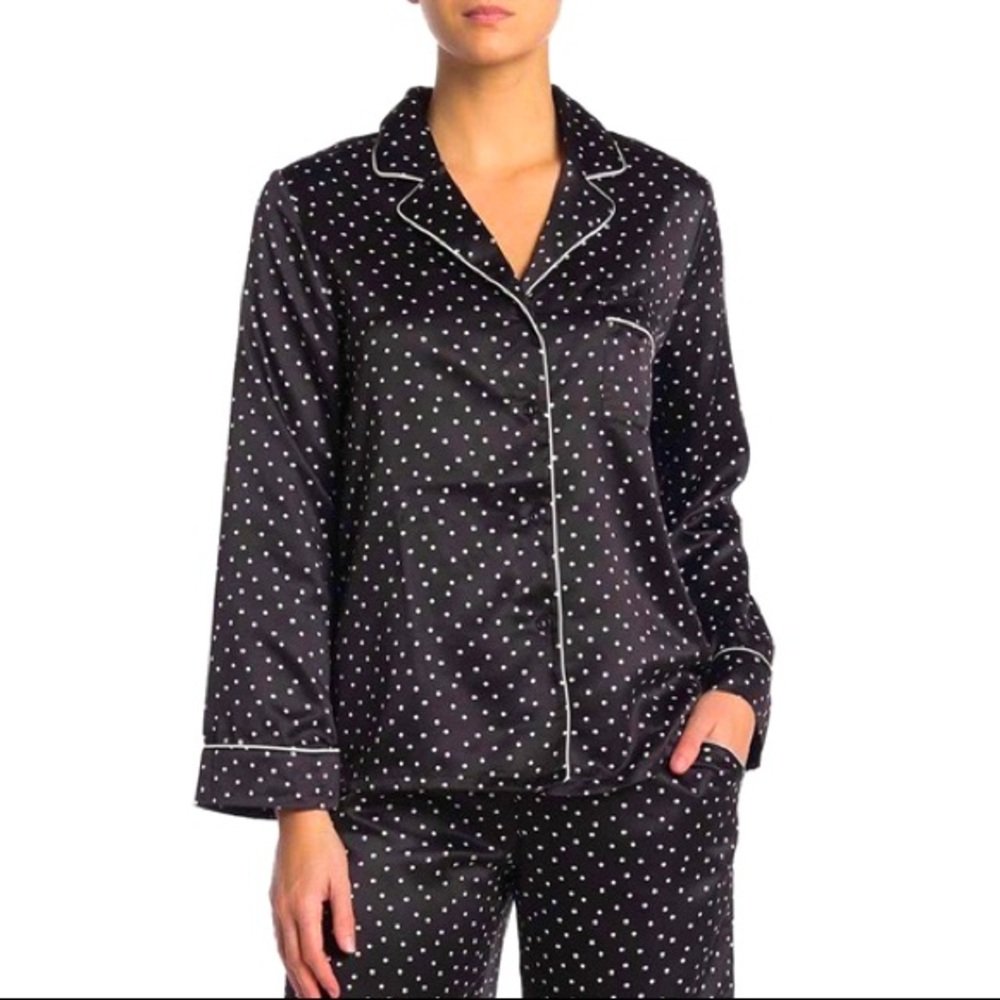 In Bloom by Jonquil black w. White polka dots pajama set - s